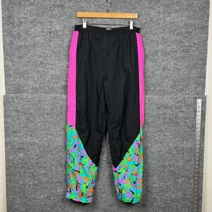 Vtg 90s Ski Pants Womens M Neon Colorblock Gaper Day Retro Geometric Pockets